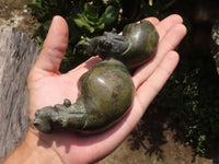 Polished Green Verdite Hippo Carvings  x 3 From Zimbabwe - TopRock