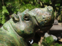 Polished Green Verdite Hippo Carvings  x 3 From Zimbabwe - TopRock