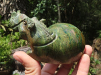 Polished Green Verdite Hippo Carvings  x 3 From Zimbabwe - TopRock