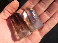 Polished  Wispy Phantom Smokey Quartz Points  x 12 From Madagascar