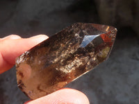 Polished  Wispy Phantom Smokey Quartz Points  x 12 From Madagascar