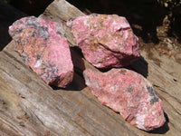 Natural Rough Red Rhodonite Specimens x 3 From Zimbabwe