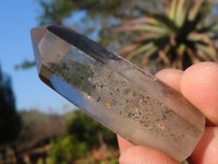 Polished  Wispy Phantom Smokey Quartz Points  x 12 From Madagascar