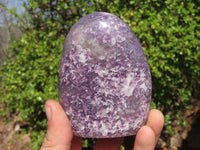 Polished Purple Lepidolite Standing Free Forms  x 4 From Madagascar