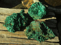 Natural Chatoyant Silky Malachite Specimens  x 3 From Kasompe, Congo