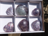 Polished Purple Lepidolite Hearts  x 6 From Madagascar - TopRock