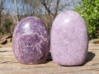 Polished Purple Lepidolite Standing Free Forms  x 4 From Madagascar