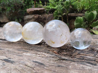 Polished Clear Quartz Crystal Balls  x 4 From Madagascar - TopRock