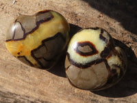 Polished Septaria Hearts x 6 From Mahajanga, Madagascar