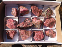 Natural Rough Red Rhodonite Specimens  x 12 From Zimbabwe