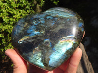 Polished  Puffy Labradorite Gemstone Hearts  x 2 From Tulear, Madagascar