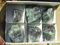 Natural Rough Watermelon Fluorite Pieces  x 7 From Uis, Namibia - TopRock