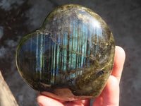 Polished  Puffy Labradorite Gemstone Hearts  x 2 From Tulear, Madagascar