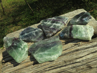 Polished Half Polished Watermelon Fluorite Free Form Slabs  x 6 From Uis, Namibia - TopRock