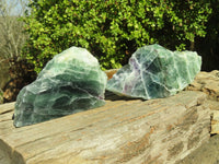 Polished One Side Polished Watermelon Fluorite Pieces  x 2 From Malawi