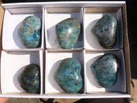 Polished Blue Apatite Hearts (Stone Sealed) x 6 From Madagascar - Toprock Gemstones and Minerals 