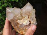 Natural Cascading White Phantom Quartz Clusters  x 2 From Luena, Congo - Toprock Gemstones and Minerals 