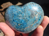 Polished Blue Apatite Hearts (Stone Sealed) x 6 From Madagascar - Toprock Gemstones and Minerals 