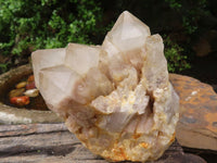 Natural Cascading White Phantom Quartz Clusters  x 2 From Luena, Congo - Toprock Gemstones and Minerals 