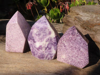 Polished  Pale Lepidolite Standing Free Form Points  x 3 From Zimbabwe