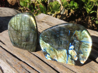 Polished Labradorite Standing Free Forms  x 3 From Tulear, Madagascar