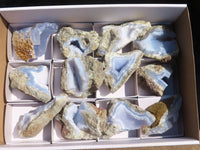 Natural Blue Lace Agate Geode Specimens  x 12 From Nsanje, Malawi - Toprock Gemstones and Minerals 