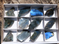 Polished One Side Polished Labradorite Slabs  x 12 From Tulear, Madagascar - TopRock