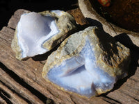 Natural Blue Lace Agate Geode Specimens  x 4 From Malawi - Toprock Gemstones and Minerals 