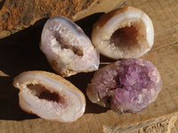 Polished Amethyst Agate Geodes x 4 From Madagascar