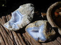 Natural Blue Lace Agate Geode Specimens  x 4 From Malawi - Toprock Gemstones and Minerals 