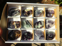 Polished Watermelon Fluorite Free Forms  x 12 From Uis, Namibia