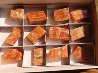 Natural New Sunset Orange Calcite Specimens x 12 From Spitzkop, Namibia