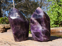 Polished Dark Purple Amethyst Points  x 6 From Mapatizya, Zambia - Toprock Gemstones and Minerals 