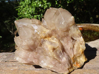 Natural Cascading White Phantom Quartz Clusters  x 2 From Luena, Congo - Toprock Gemstones and Minerals 