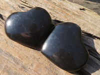 Polished Black Basalt Gemstone Hearts x 12 From Madagascar