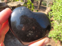 Polished Black Basalt Gemstone Hearts x 12 From Madagascar