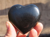 Polished Black Basalt Gemstone Hearts x 12 From Madagascar