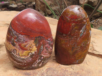 Polished Deep Red Jasper Standing Free Forms  x 2 From Madagascar - TopRock