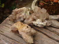 Natural Cascading White Phantom Smokey Quartz Clusters  x 3 From Luena, Congo - TopRock