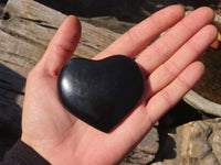 Polished Black Basalt Gemstone Hearts x 12 From Madagascar