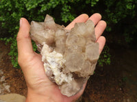 Natural Cascading White Phantom Smokey Quartz Clusters  x 3 From Luena, Congo - TopRock