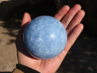 Polished Blue Calcite Spheres x 2 From Ihadilalana, Madagascar