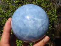 Polished Blue Calcite Spheres x 2 From Ihadilalana, Madagascar