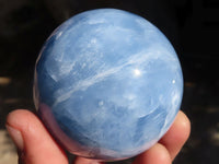 Polished Blue Calcite Spheres x 2 From Ihadilalana, Madagascar