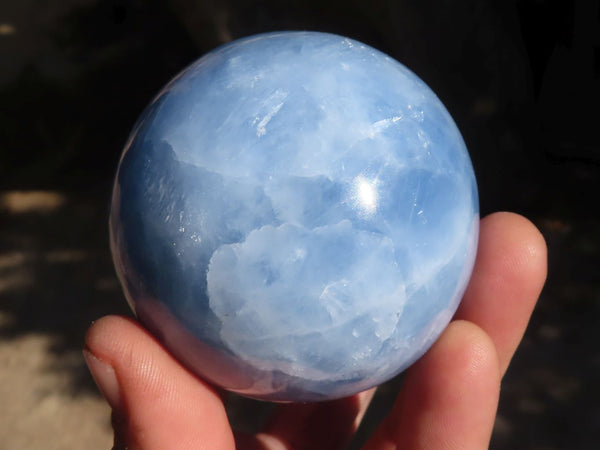 Polished Blue Calcite Spheres x 2 From Ihadilalana, Madagascar