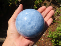 Polished Blue Calcite Spheres x 2 From Ihadilalana, Madagascar