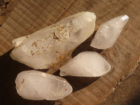 Natural Double Terminated Icy Etched Quartz Crystals x 4 From Madagascar