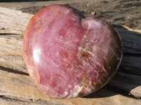 Polished Large Petrified Wood Hearts x 2 From Mahajanga, Madagascar