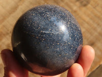 Polished  Blue Lazulite Spheres With Wooden Stands  x 6 From Madagascar