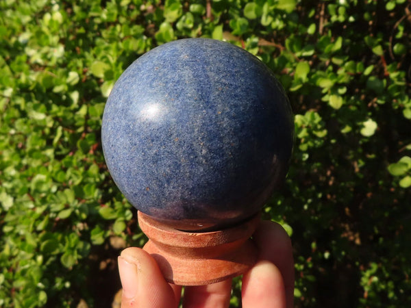 Polished  Blue Lazulite Spheres With Wooden Stands  x 6 From Madagascar